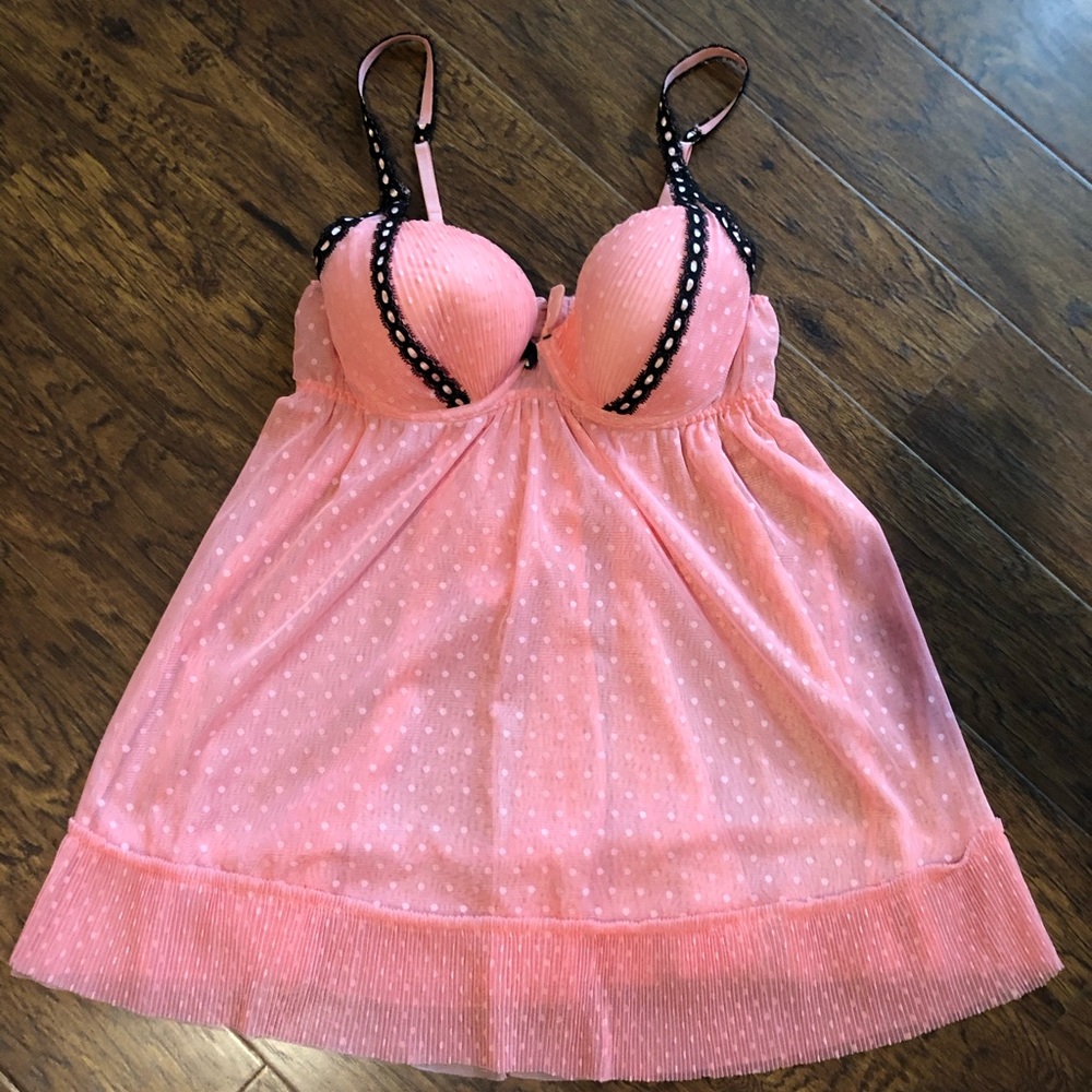 NWOT XL coral/black nighty with panties